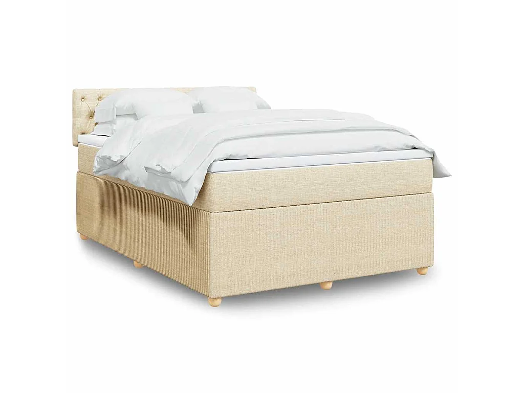 Giroletto a Molle con Materasso Crema 140x19 cm in Tessuto