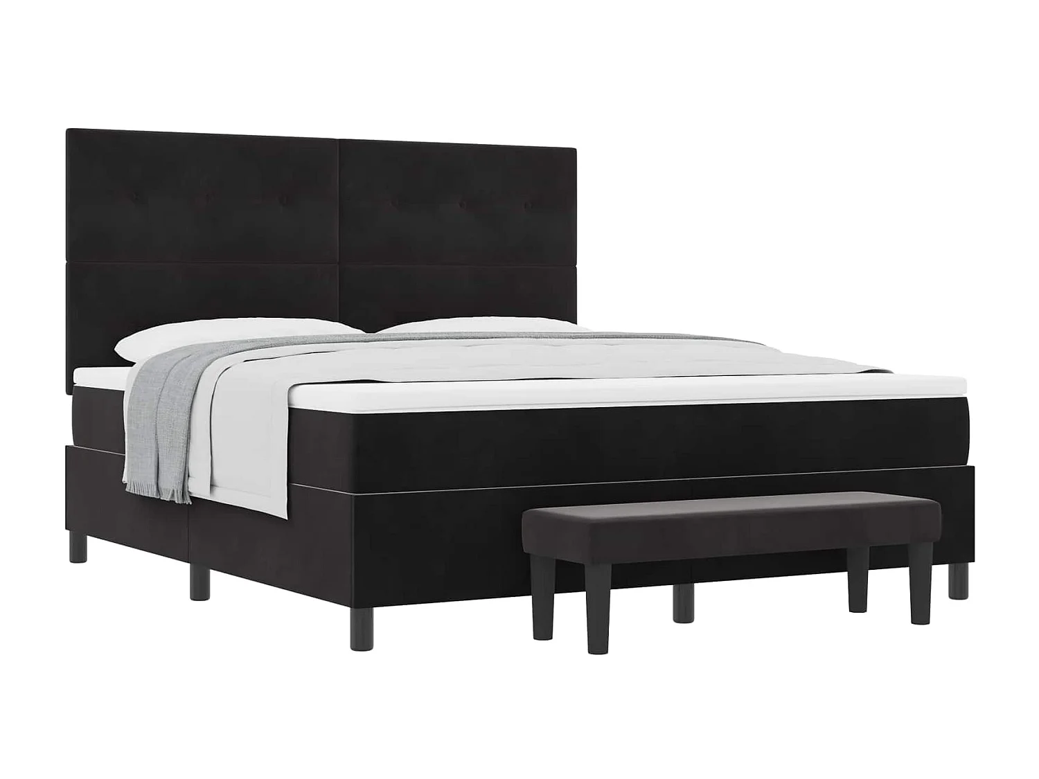 Boxspringbett mit Matratze Schwarz 180 x 200 cm Samt