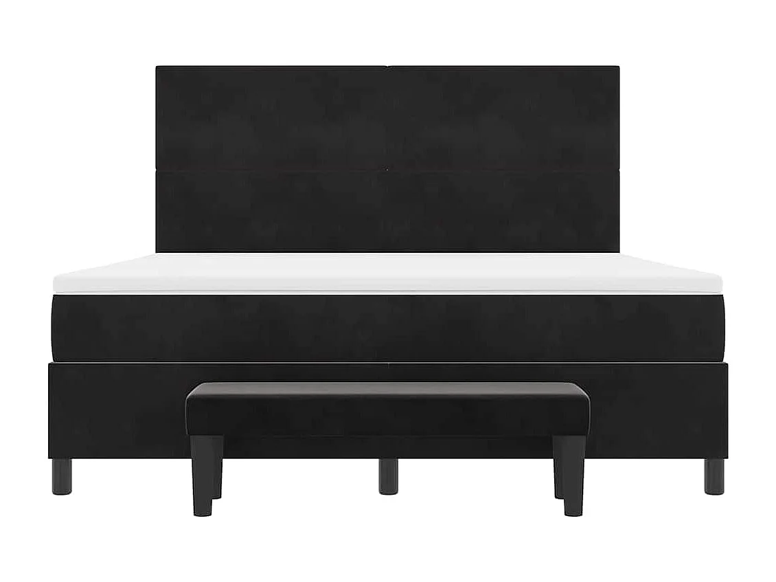 Boxspringbett mit Matratze Schwarz 180 x 200 cm Samt