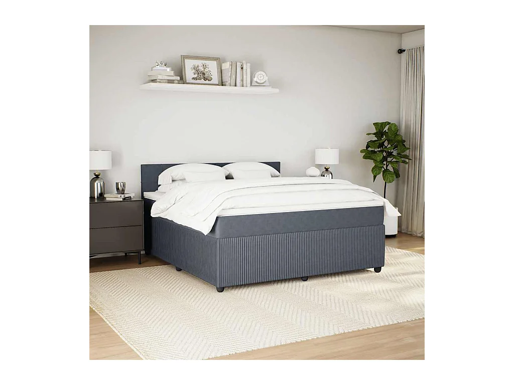 Boxspring met matras fluweel donkergrijs 180x200 cm