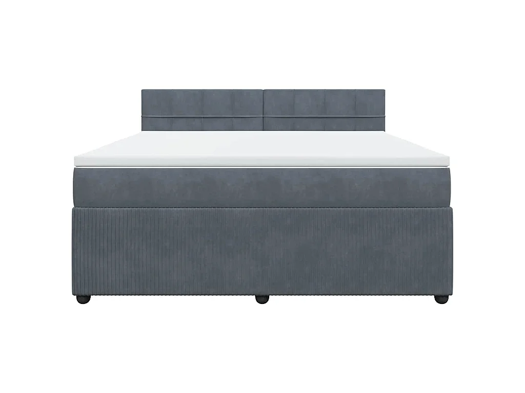 Cama box spring con colchón terciopelo gris oscuro 180x200 cm