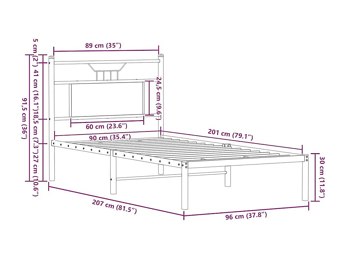 Cadre de lit sans matelas chêne sonoma 90x200 cm
