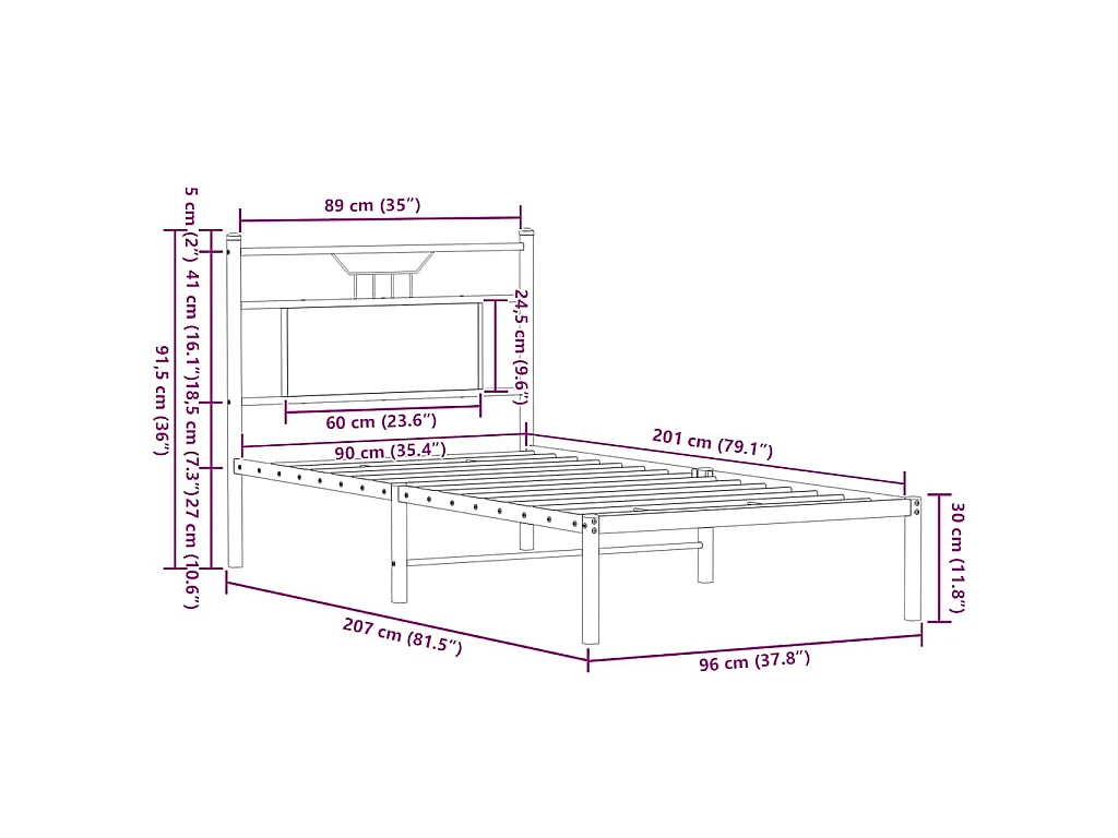 Bedframe zonder matras hout sonoma eikenkleurig 90x200 cm