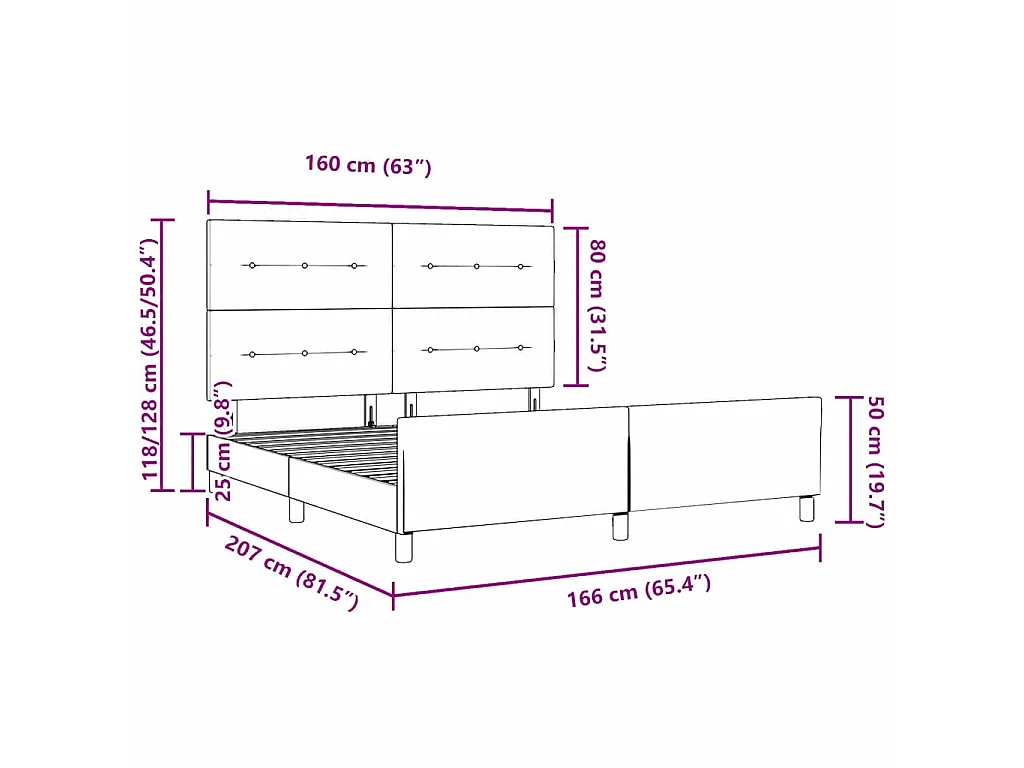 Letto a molle con testiera Grigio scuro 160 x 200 cm Velluto