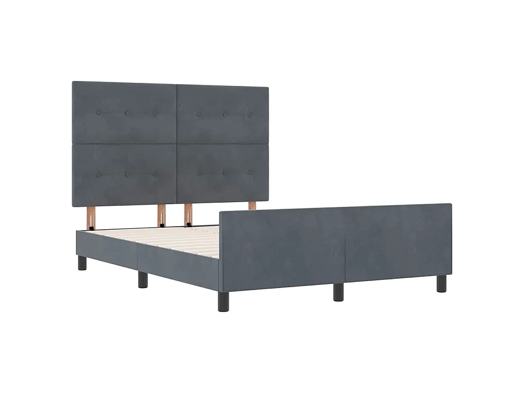 Letto a molle con testiera Grigio scuro 160 x 200 cm Velluto