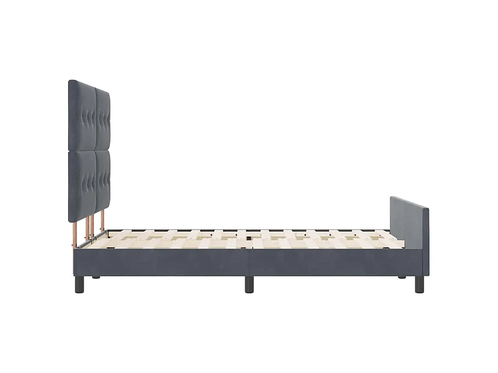 Letto a molle con testiera Grigio scuro 160 x 200 cm Velluto
