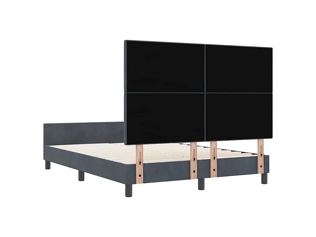 Letto a molle con testiera Grigio scuro 160 x 200 cm Velluto