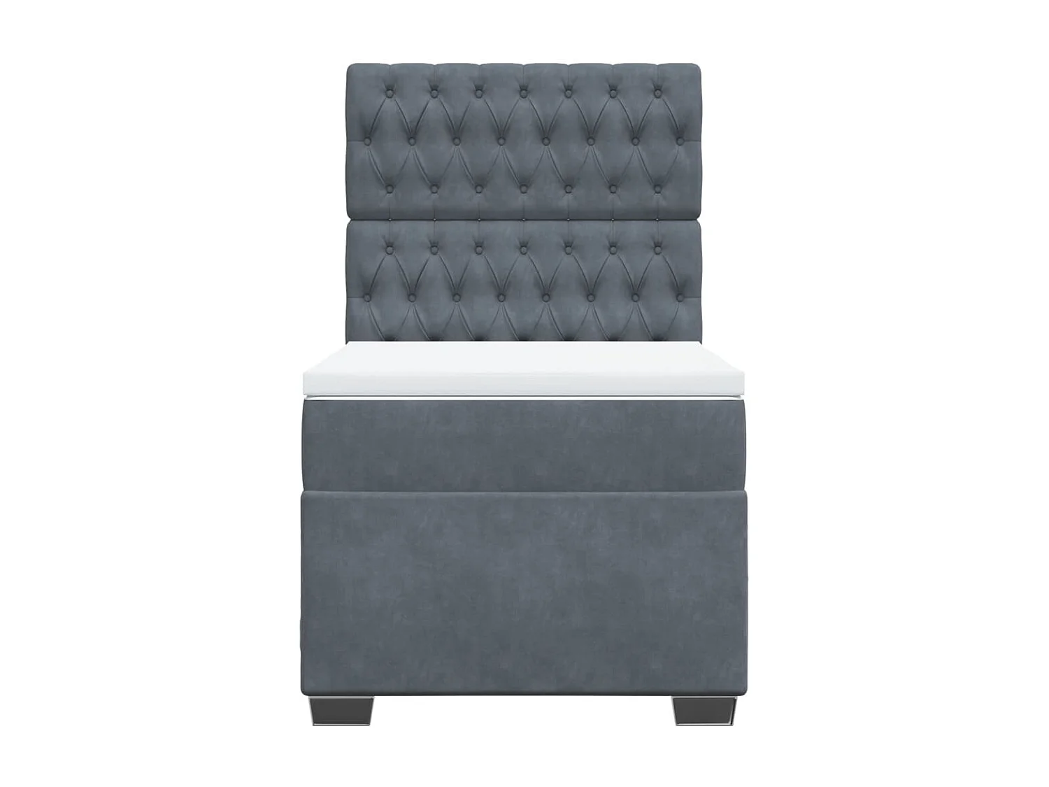 Cama box spring con colchón terciopelo gris oscuro 100x200 cm