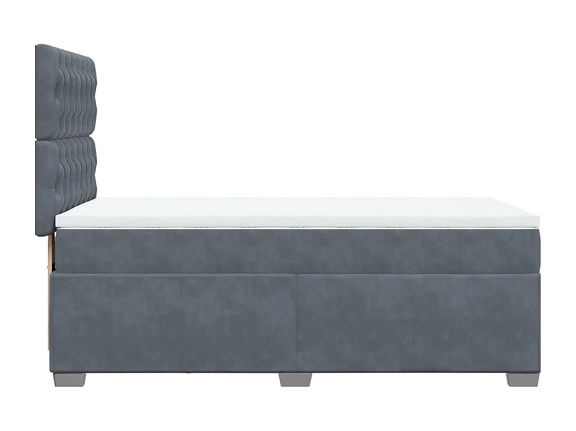 Cama box spring con colchón terciopelo gris oscuro 100x200 cm