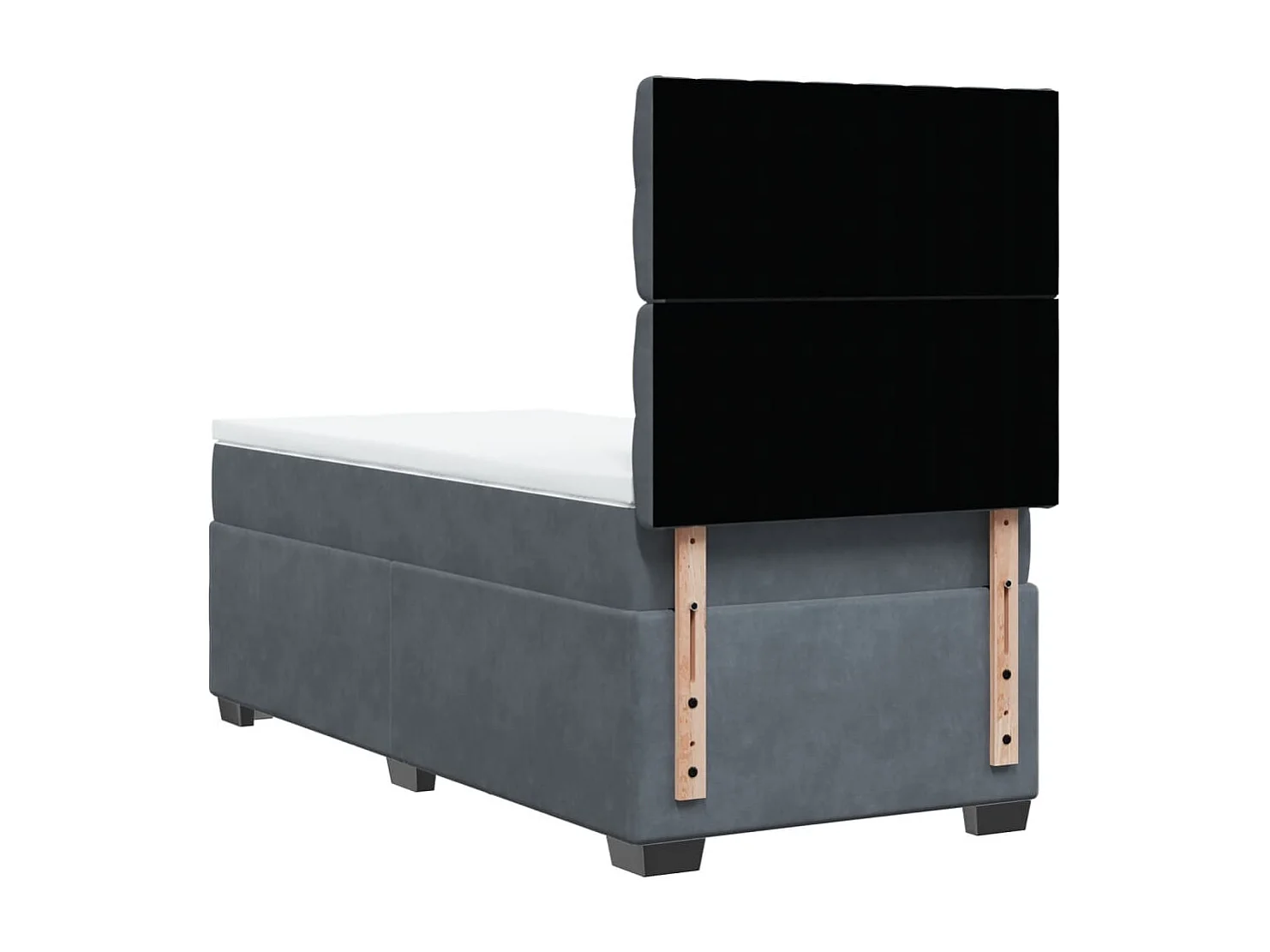 Cama box spring con colchón terciopelo gris oscuro 100x200 cm