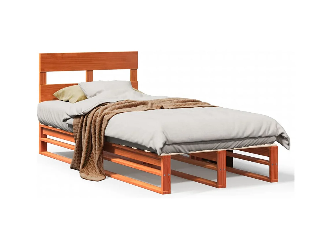 Massivholzbett ohne Matratze Wachsbraun 100x200 Kiefernholz