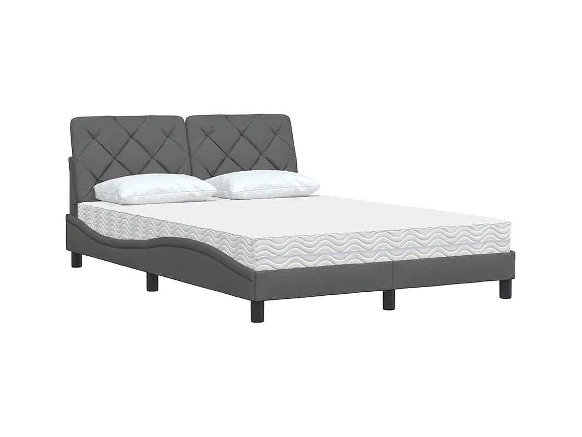 Bett mit Matratze Dunkelgrau 140x200 cm Stoff