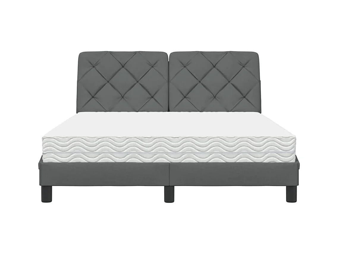 Bett mit Matratze Dunkelgrau 140x200 cm Stoff