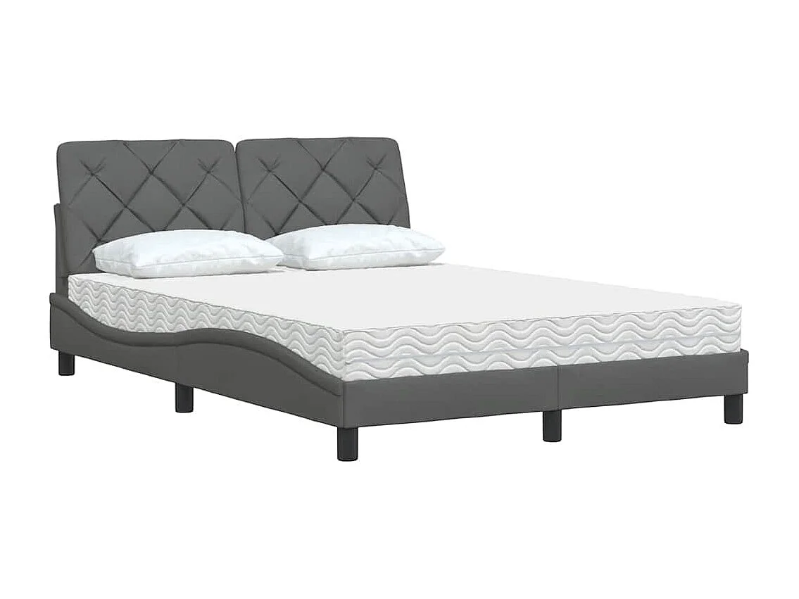 Letto con Materasso Grigio Scuro 140x200cm Tessuto