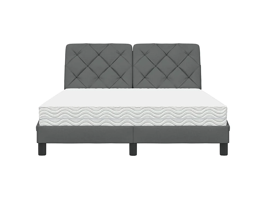 Bett mit Matratze Dunkelgrau 140x200 cm Stoff