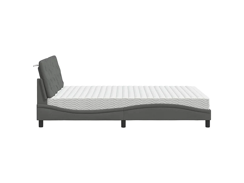 Bett mit Matratze Dunkelgrau 140x200 cm Stoff
