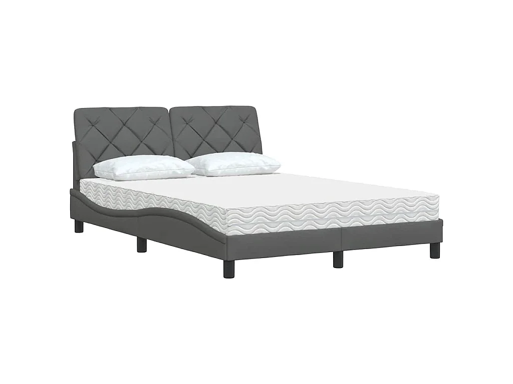 Lit avec matelas gris foncé 140x200 cm tissu