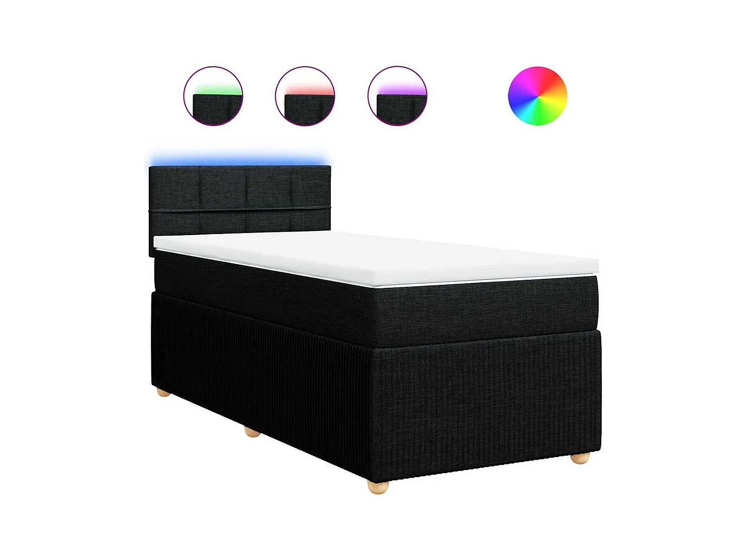 Sommier à lattes de lit avec matelas Noir 100x200 cm Tissu