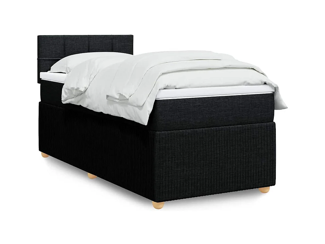Cama com molas/colchão 100x200 cm tecido preto