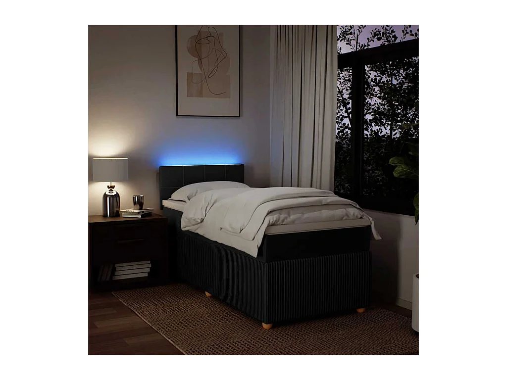 Sommier à lattes de lit avec matelas Noir 100x200 cm Tissu