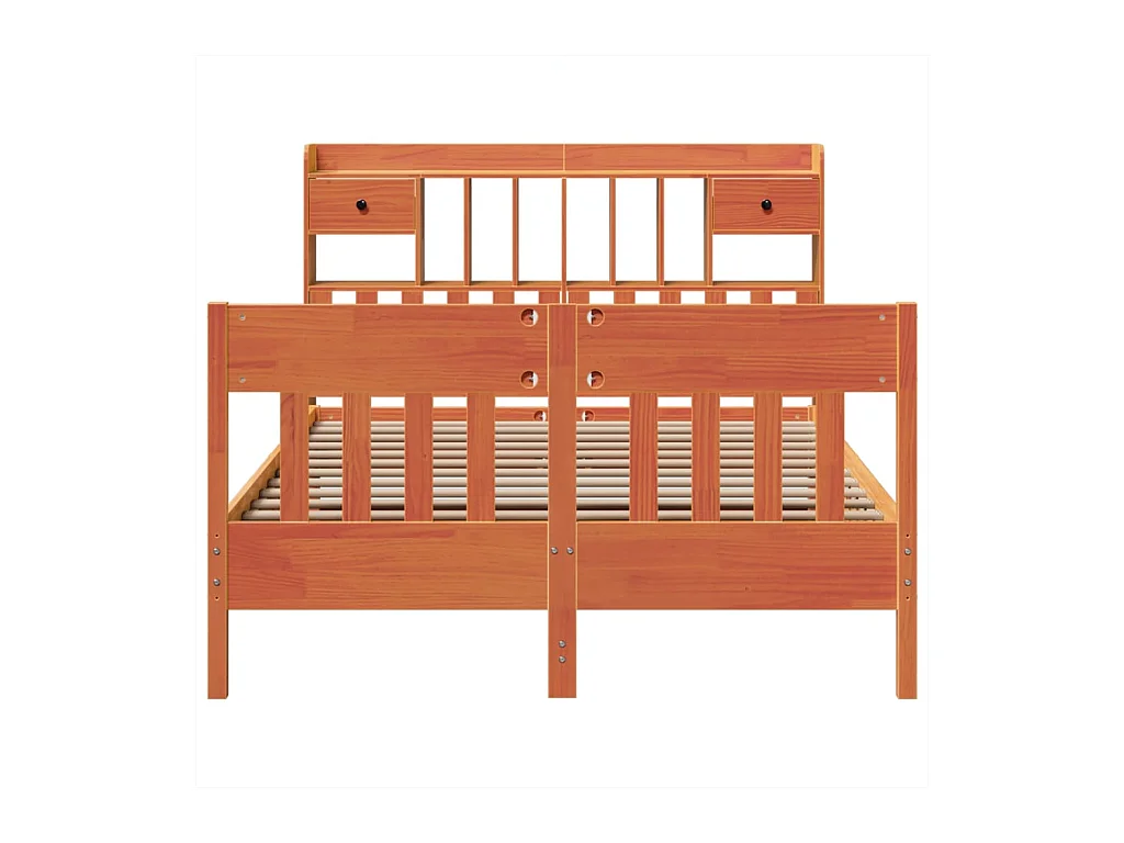 Massivholzbett ohne Matratze Wachsbraun 140x190 cm Kiefernholz