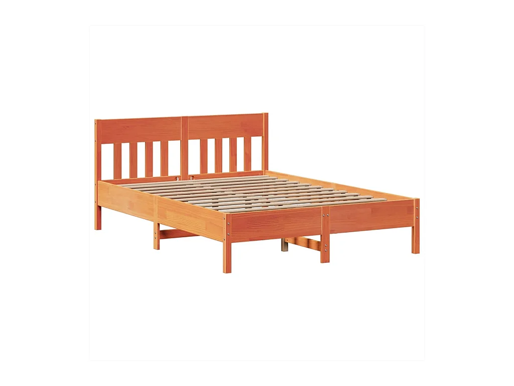 Massivholzbett ohne Matratze Wachsbraun 140x190 cm Kiefernholz