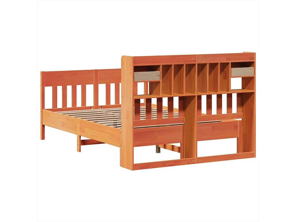 Bed met matras massief grenenhout wasbruin 140x190 cm