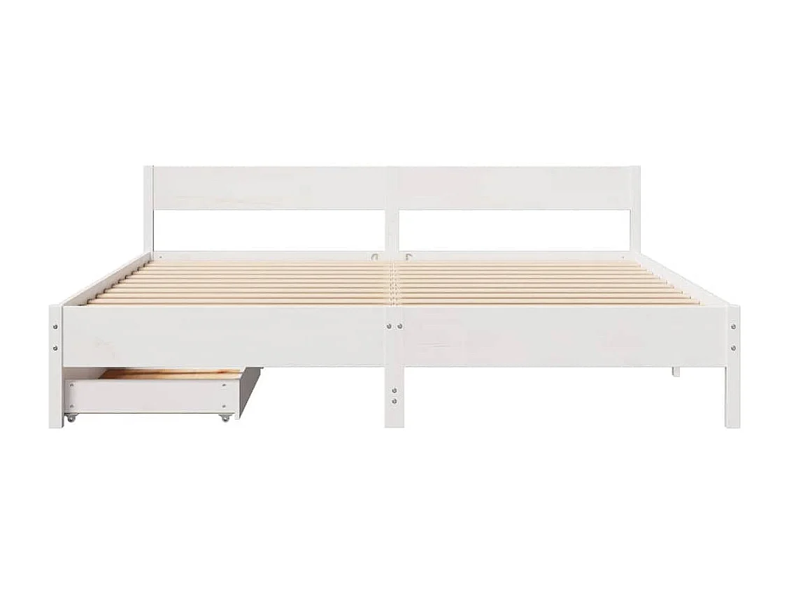 Cadre de lit sans matelas blanc 180x200 cm bois massif de pin