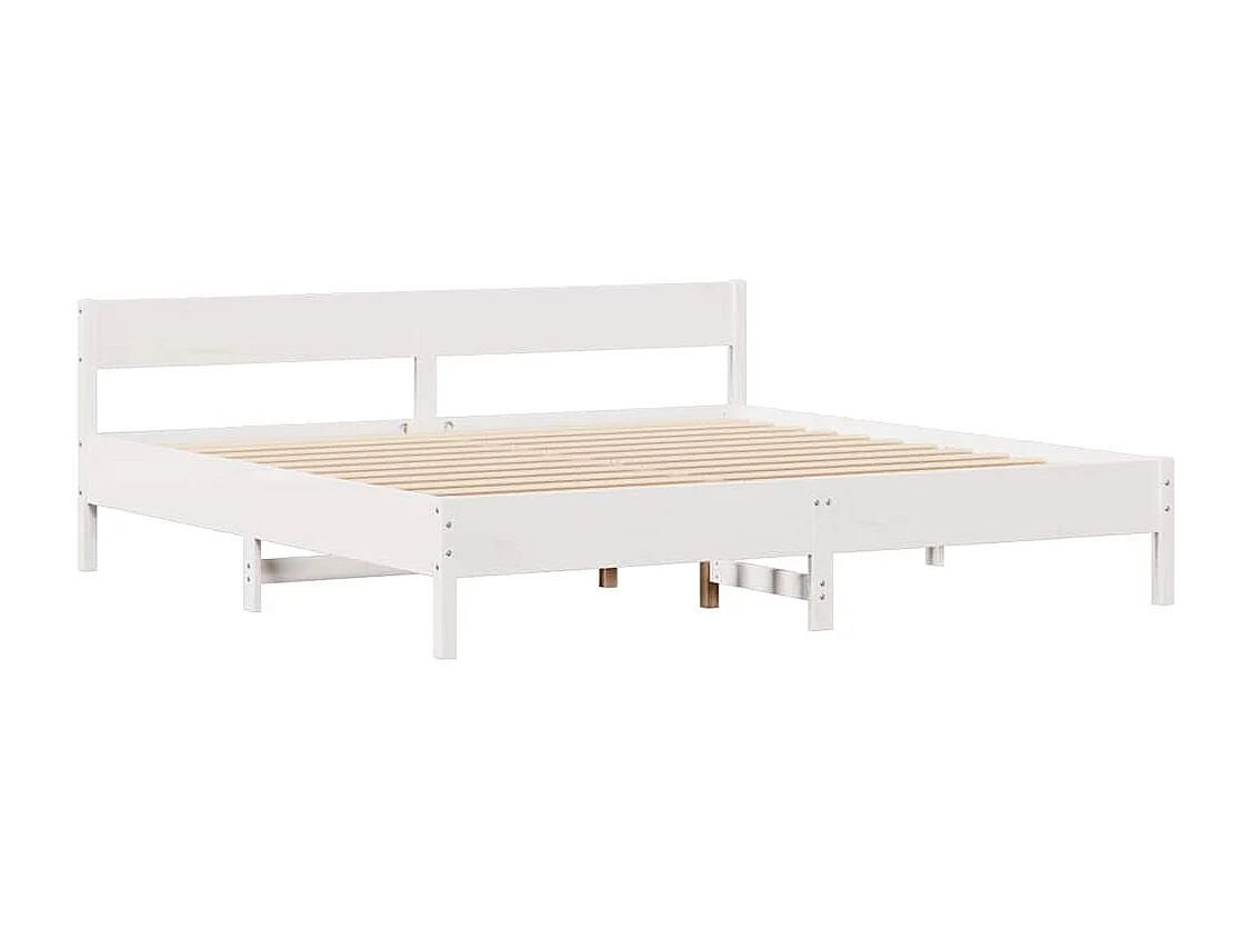 Cadre de lit sans matelas blanc 180x200 cm bois massif de pin
