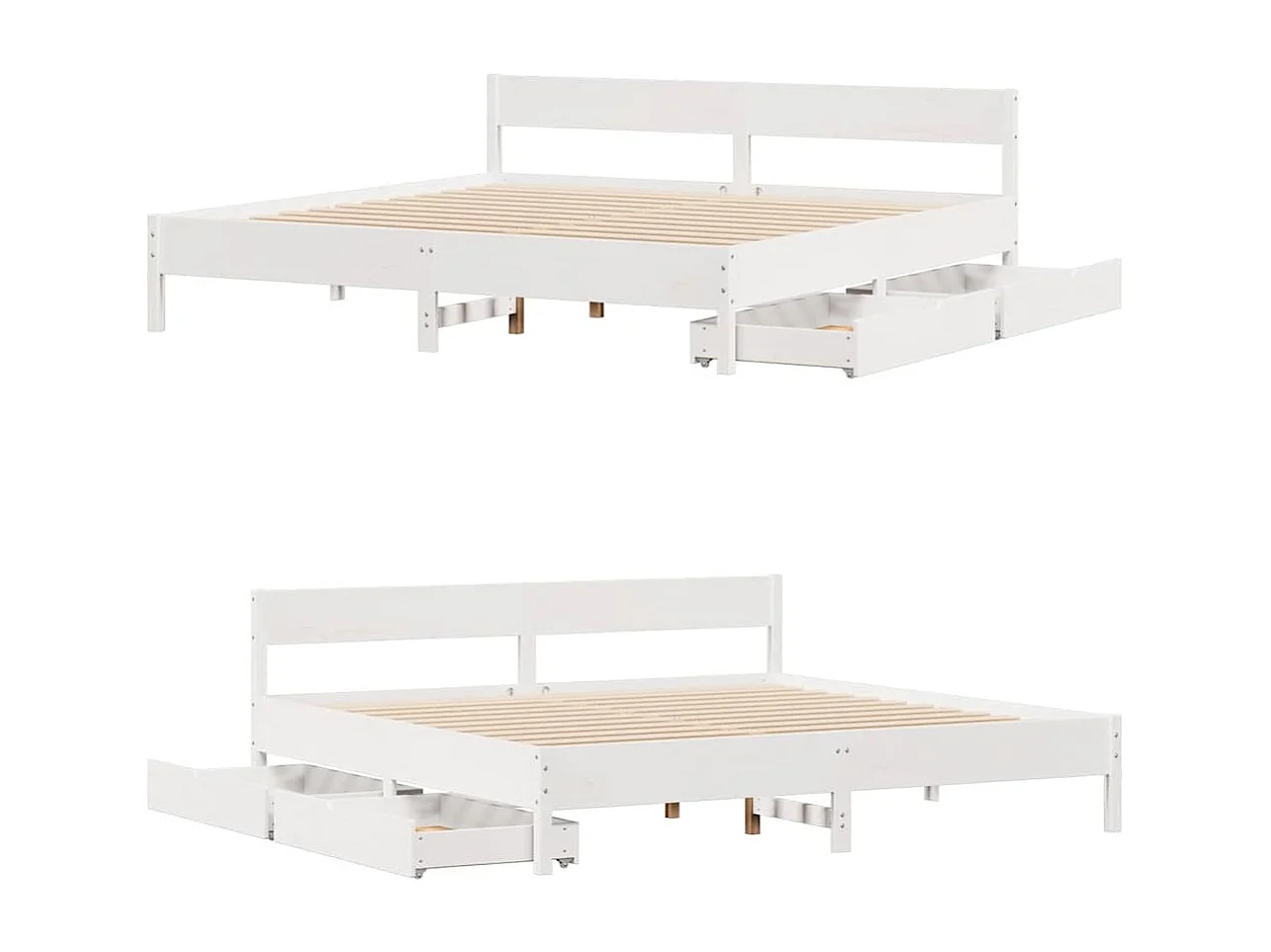 Cadre de lit sans matelas blanc 180x200 cm bois massif de pin