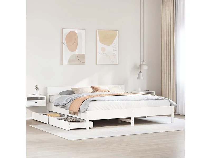 Bedframe zonder matras massief grenenhout wit 180x200 cm