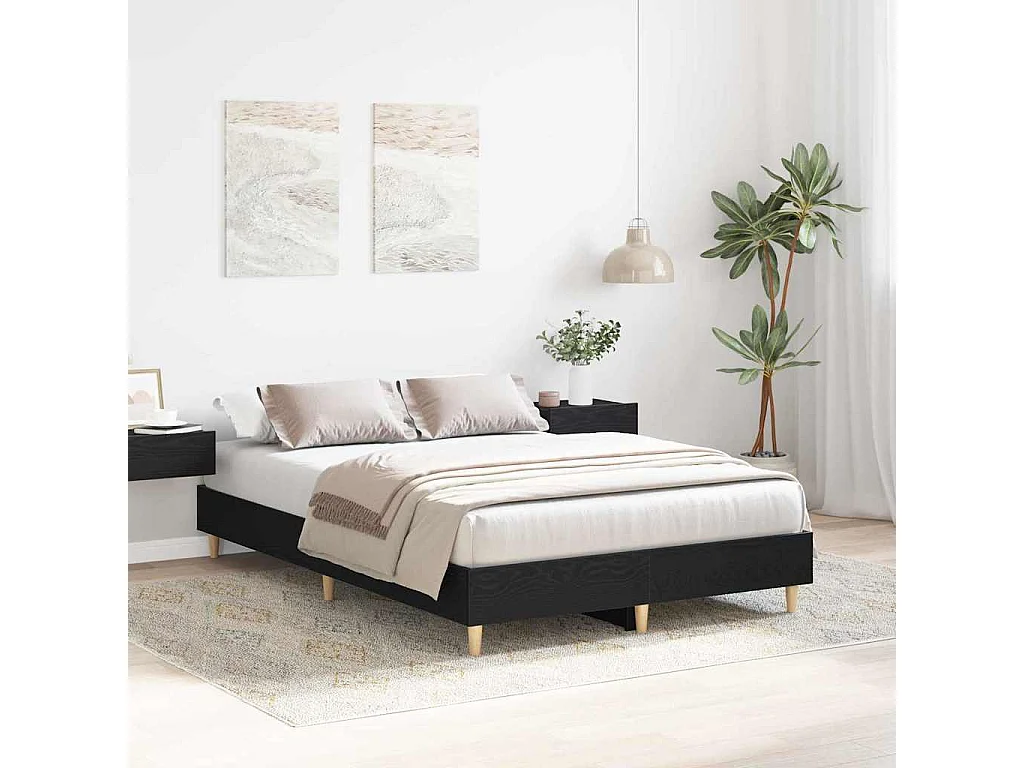 Cadre de lit Chêne noir 140 x 190 cm Bois d'ingénierie