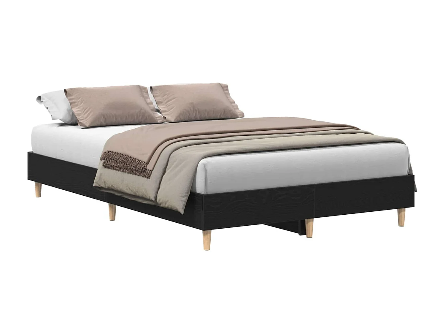 Cadre de lit Chêne noir 193 x 143 x 25 cm Bois d'ingénierie