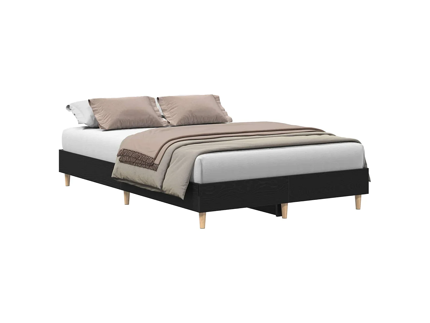 Struttura del letto Rovere Nero 193 x 143 x 25 cm