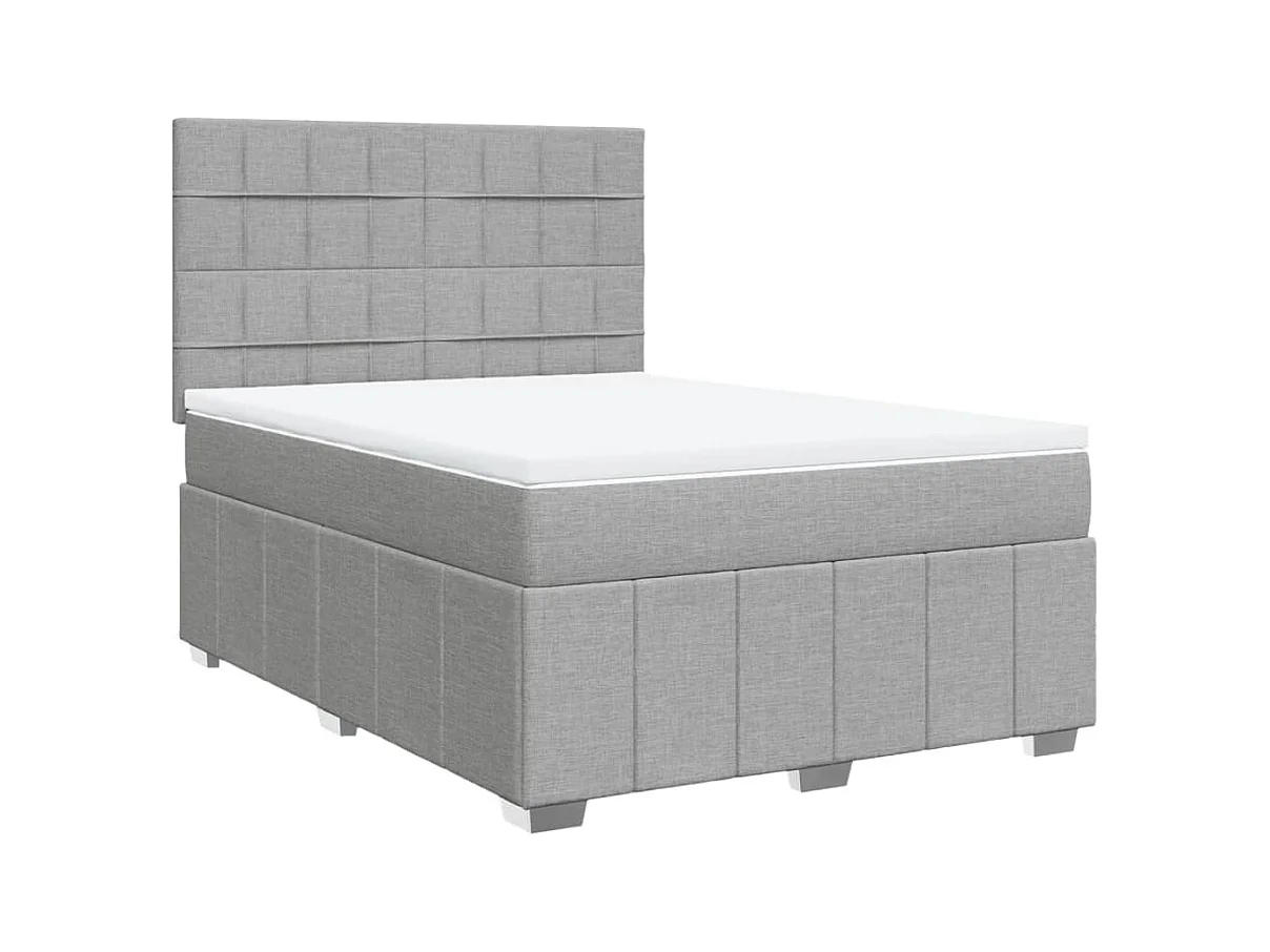 Boxspringbett mit Matratze Hellgrau 160x200 cm Stoff