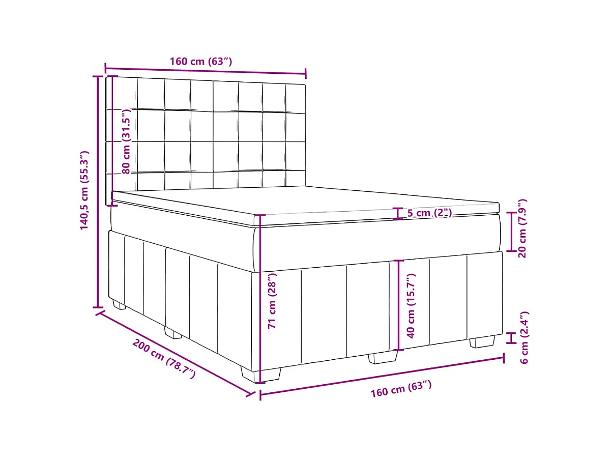 Boxspringbett mit Matratze Hellgrau 160x200 cm Stoff