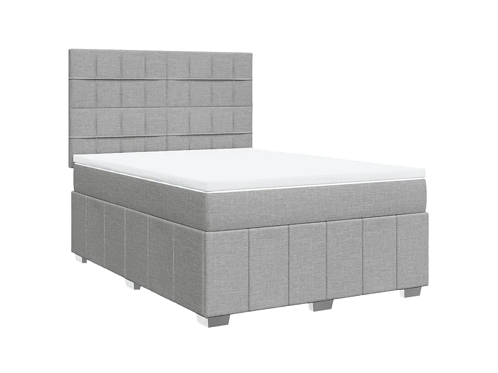 Sommier à lattes de lit avec matelas Gris clair 160x200cm Tissu