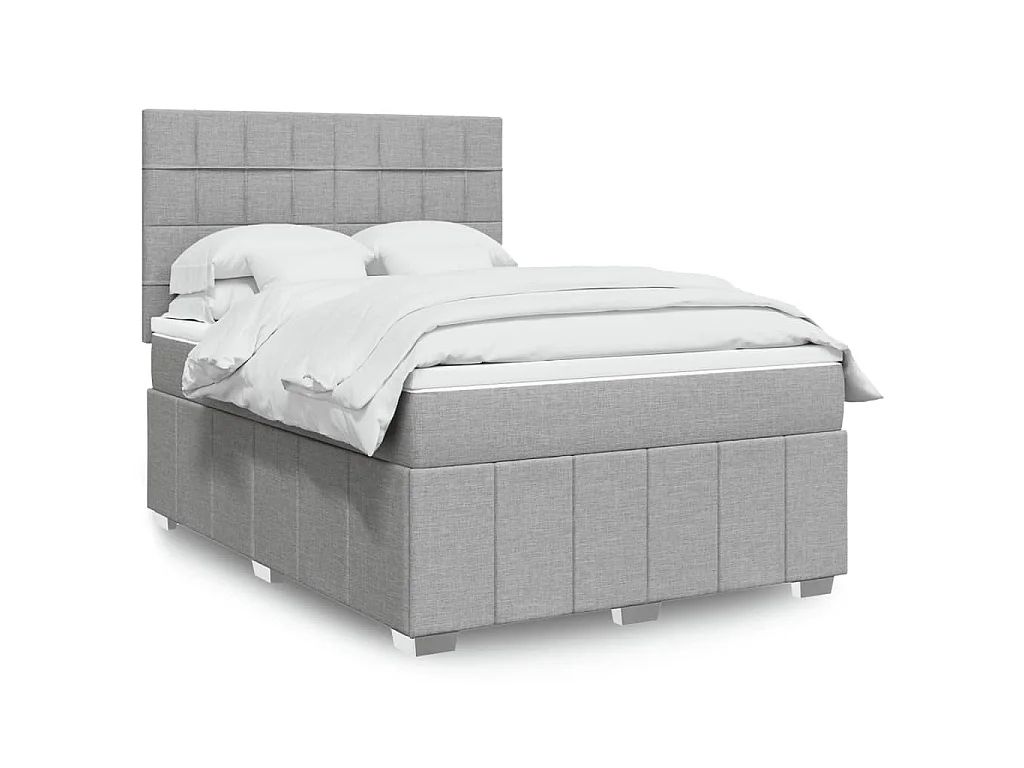 Sommier à lattes de lit avec matelas Gris clair 160x200cm Tissu