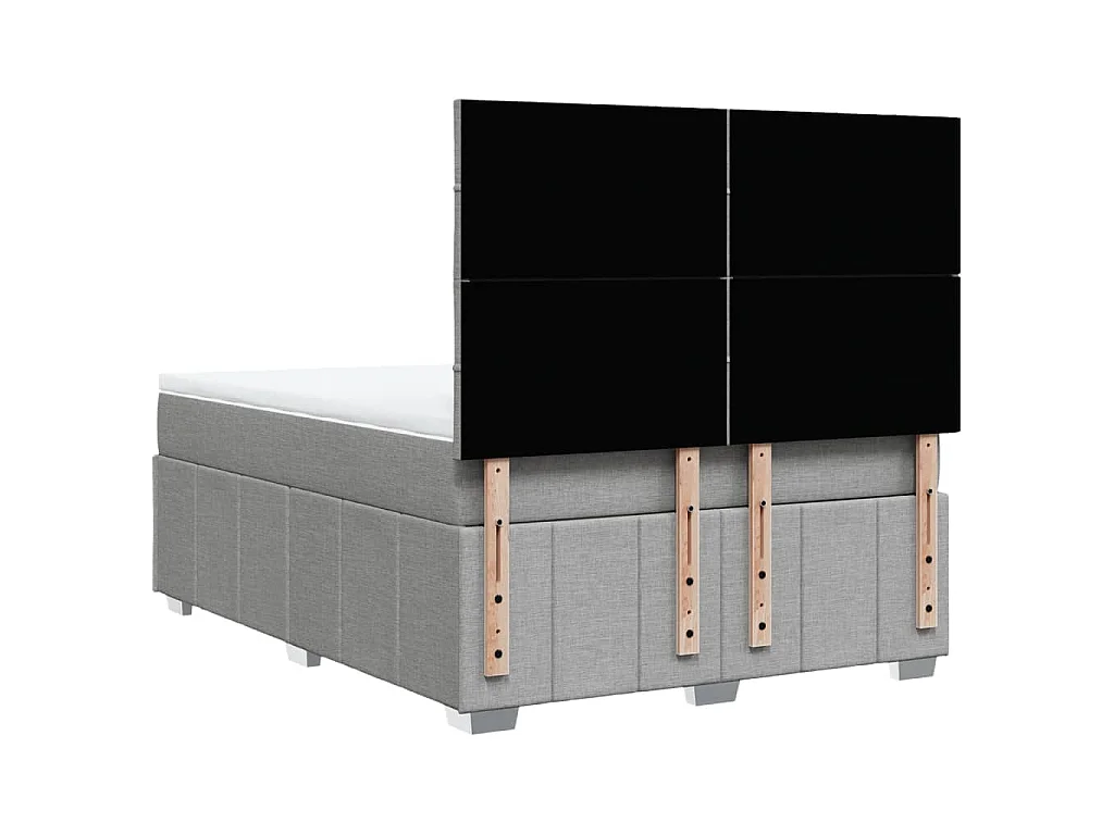 Sommier à lattes de lit avec matelas Gris clair 160x200cm Tissu