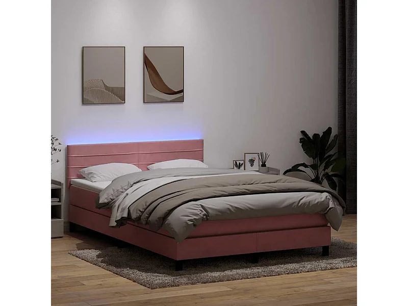 Boxspringbett mit Matratze Rosa 140x210 cm Samt