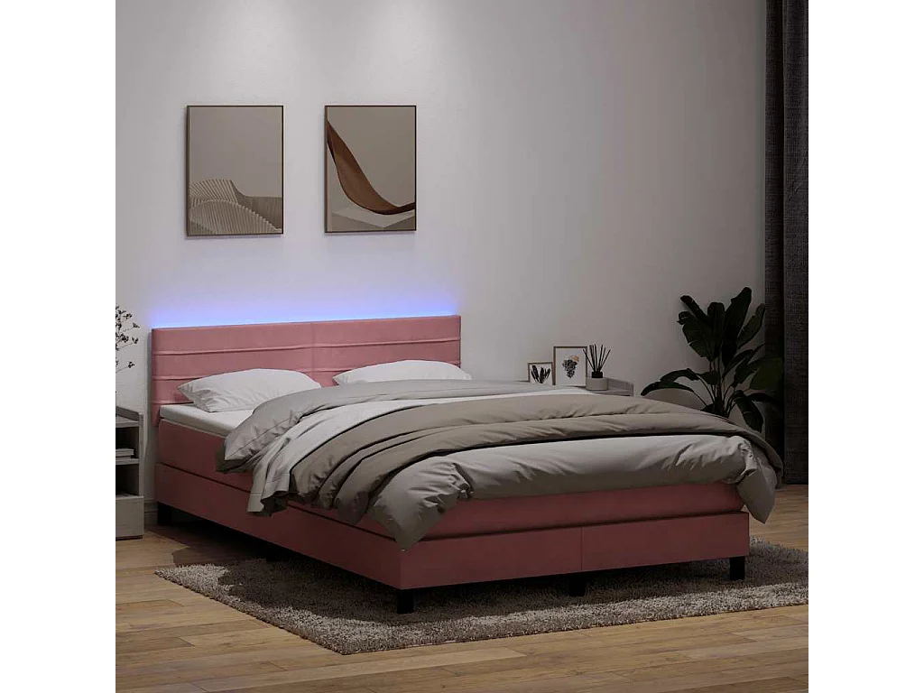 Boxspringbett mit Matratze Rosa 140x210 cm Samt