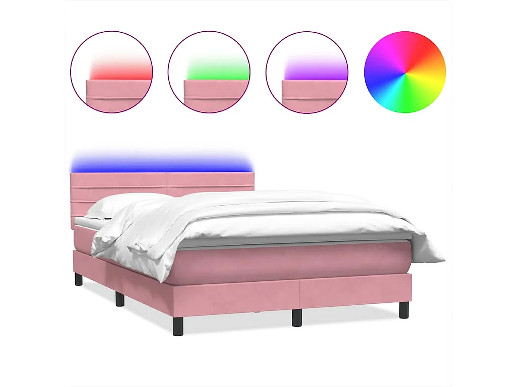 Boxspring met matras en LED fluweel roze 140x210 cm