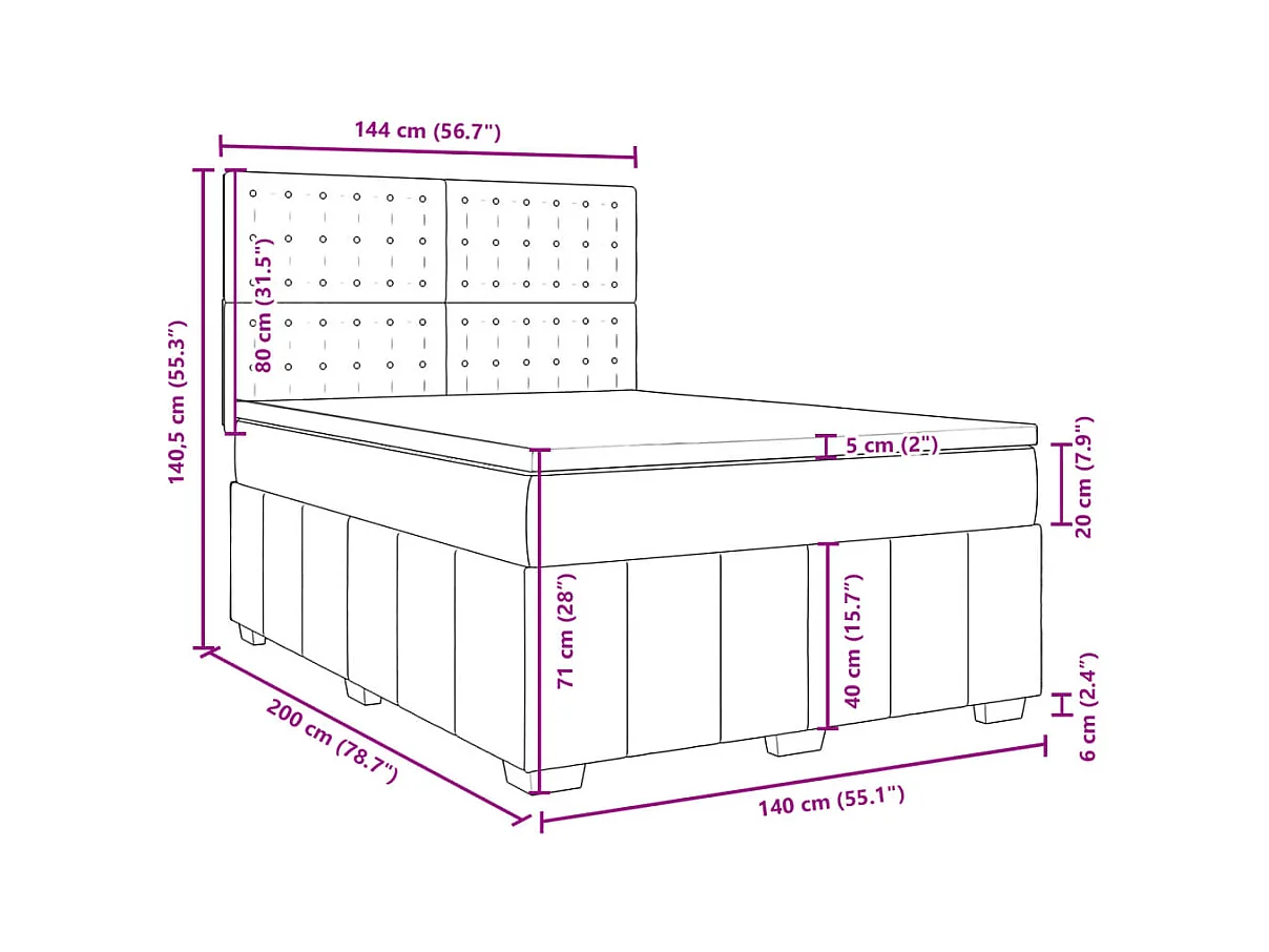 Sommier à lattes de lit avec matelas Marron foncé 140x200 cm