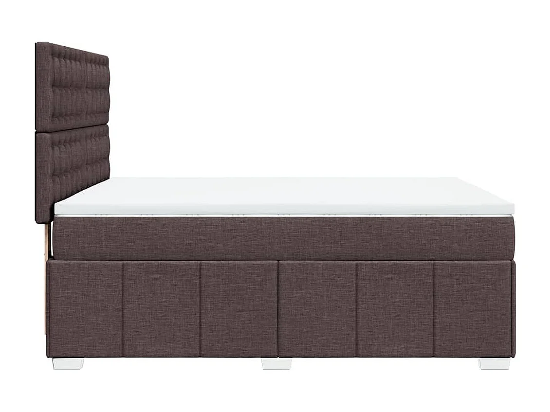 Cama box spring con colchón tela marrón oscuro 140x200 cm