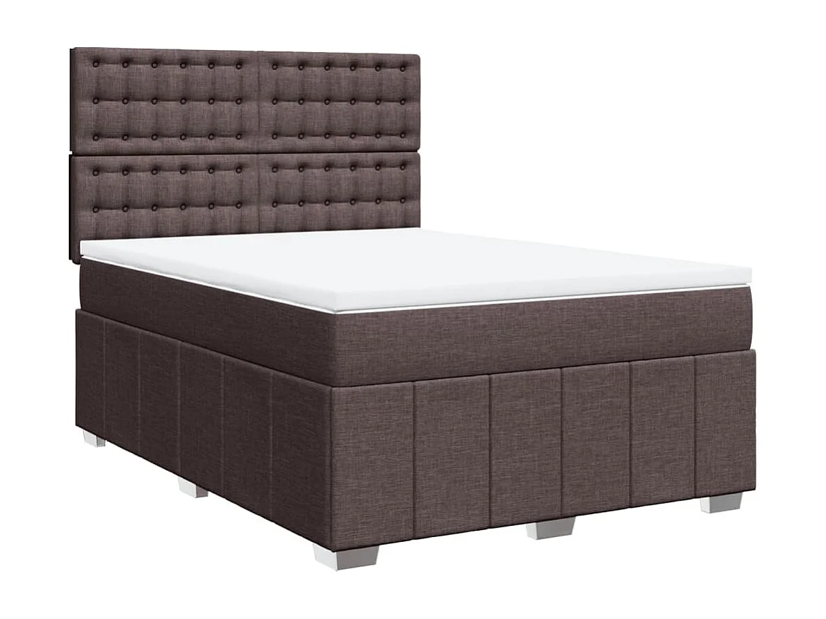 Boxspring met matras stof donkerbruin 140x200 cm