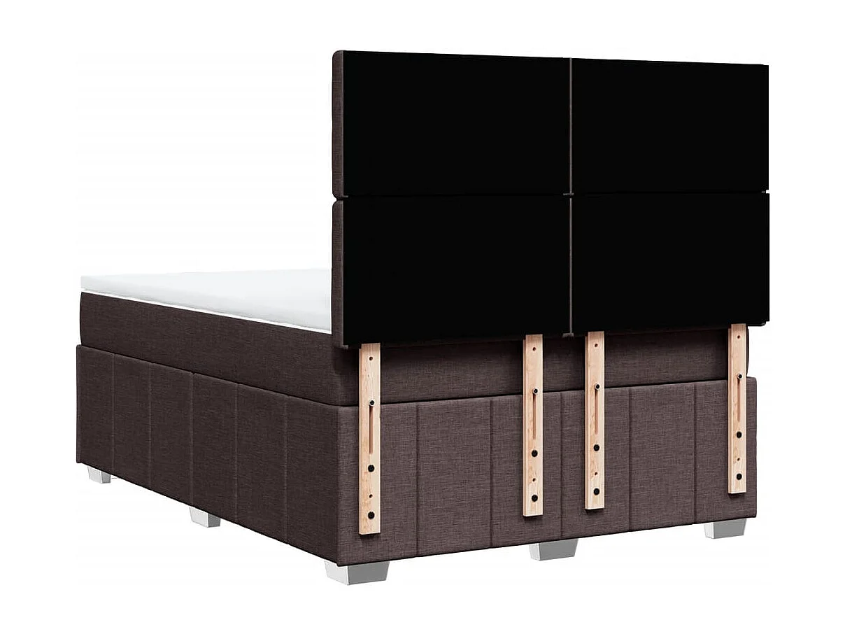 Boxspring met matras stof donkerbruin 140x200 cm