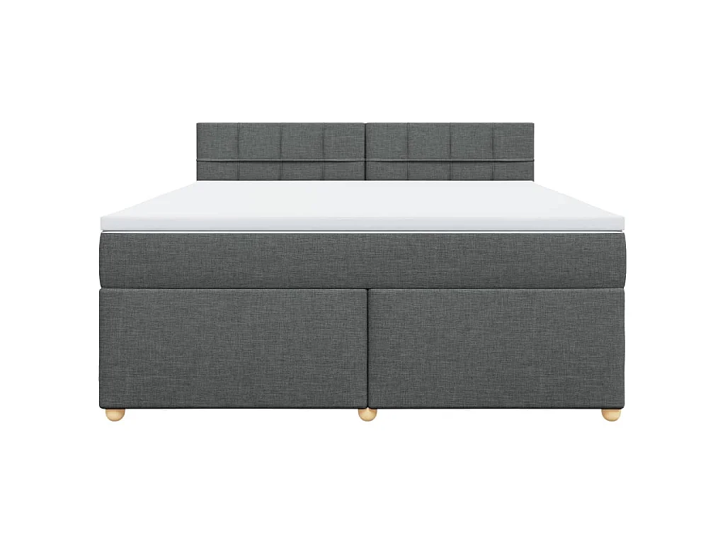 Cama box spring con colchón tela gris oscuro 180x200 cm