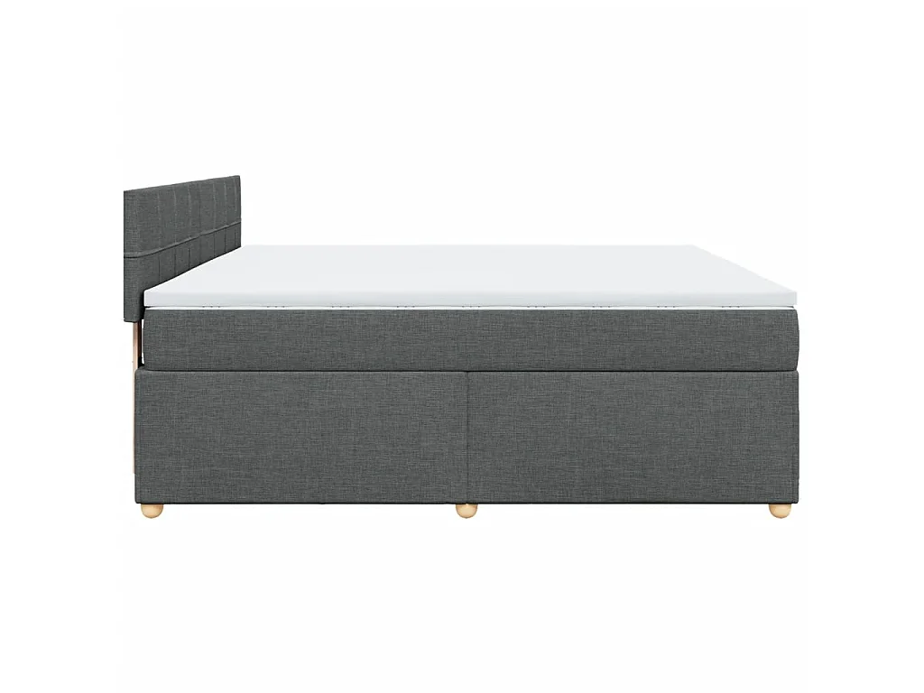 Cama box spring con colchón tela gris oscuro 180x200 cm