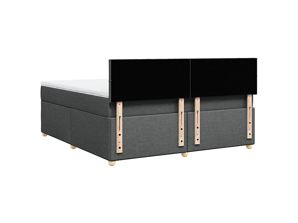 Cama box spring con colchón tela gris oscuro 180x200 cm