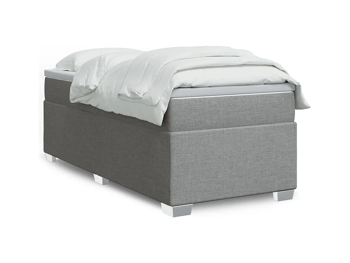 Boxspring met matras stof lichtgrijs 90x200 cm